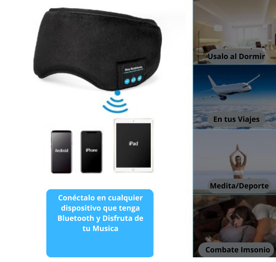 Antifaz y Cinta Deporte con Bluetooth